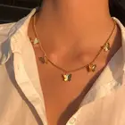 Винтажное многослойное женское ожерелье с подвеской-бабочкой