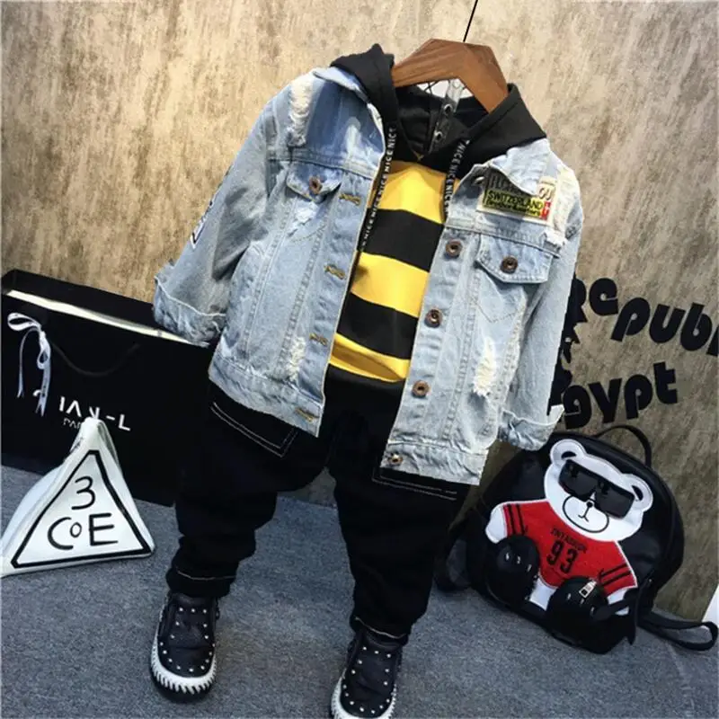 Детская джинсовая куртка пальто 2020 новая осенняя модная верхняя одежда с