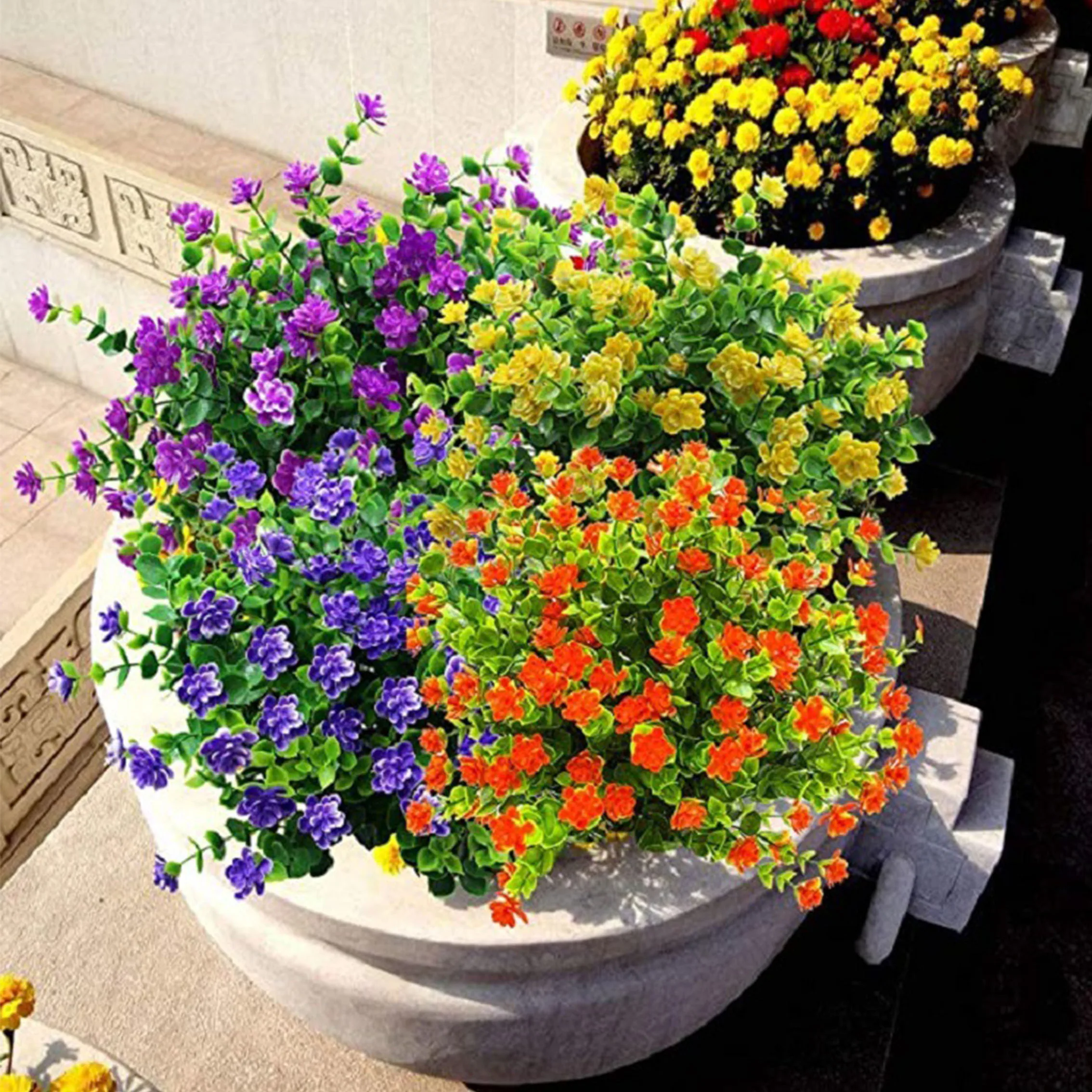 Artificial Flowers 6 Bundles Outdoor Fake Flowers for Decoration UV Resistant No Fade Faux Plastic Plants Garden PorchDecorative
