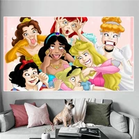 disney funny take a picture princess poster cartoon character canvas paintings print girls room wall art home decor cuadros