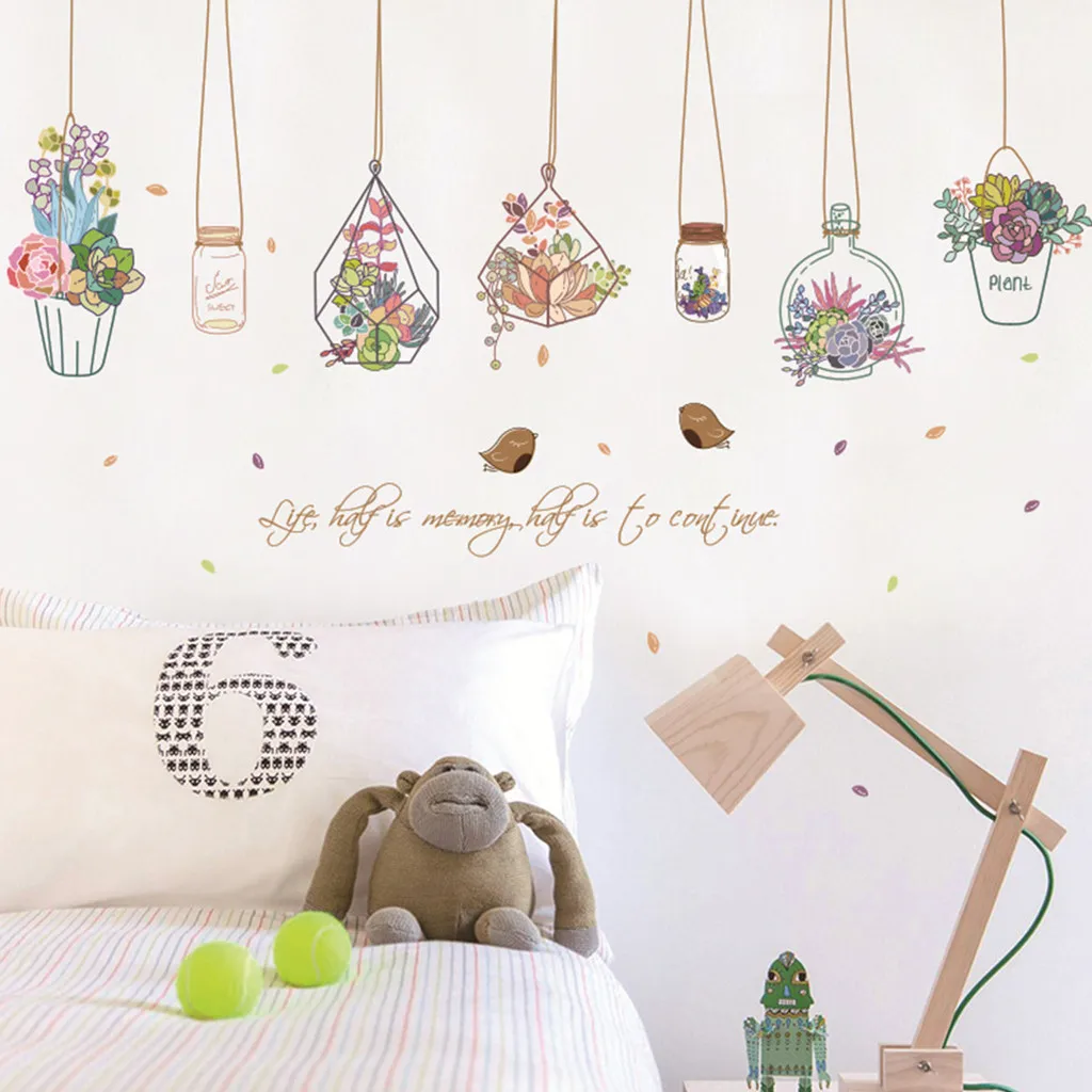 Цветочные наклейки на стену с узорами съемные иллюстрации сделай сам Переводные