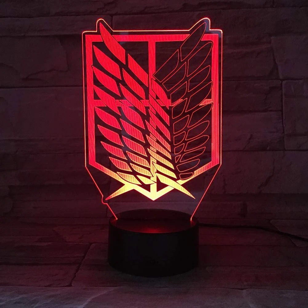 

3D Anime Attack on Titan Night Light 16 Colors LED Lamps Remote Control Bedside Lighting Home Decor