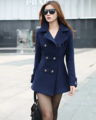 

Casaco New Arrival Button Cotton Polyester Solid Casacos 2016 New Korean Version of Slim Coat Coats Long Sections Woolen Female