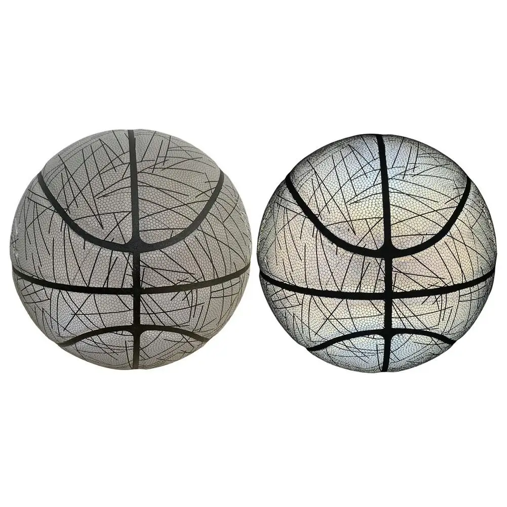 

No.7 Holographic Basketball Reflective Basketball Fluorescent Night Luminous Basketball For Night Training Sports Indoor&Outdo