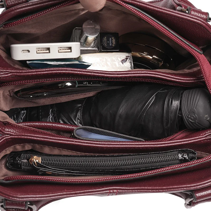 

YILIAN New middle-aged women bag versatile middle-aged and elderly handbags multilayer soft leather cross-body bag