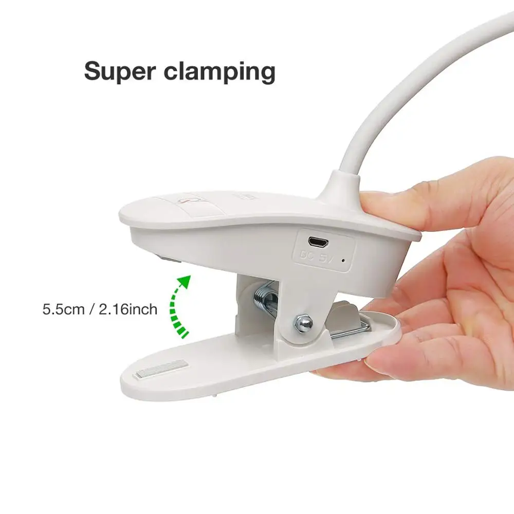 Настольная лампа с зажимом Светодиодный настольный светильник 3 режимами работы