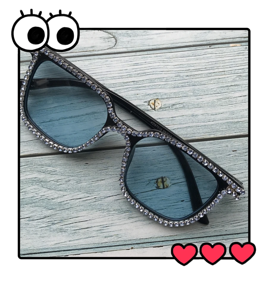 Женские солнцезащитные очки Классическая мода горный хрусталь большой оправа