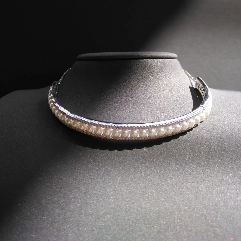 

collar de doble círculo de perlas de agua dulce para mujer, collar de plata de ley s925, estilo Punk, joyería de banquete, regal