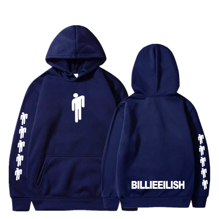 Новая горячая Billie Eilish Толстовка Мужская Черная хлопковая толстовка пара Billie Eilish Толстовка простая сохраняющая тепло Женская/Мужская толстовка одежда - Цвет: Navy blue15