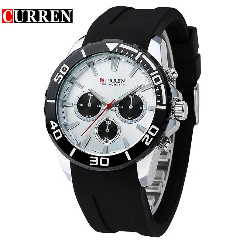 

New Luxury Fashion Men Business Watch Multi-function Watch Silicone Strap Waterproof Quartz Fashion Men Watch Relogio Masculino