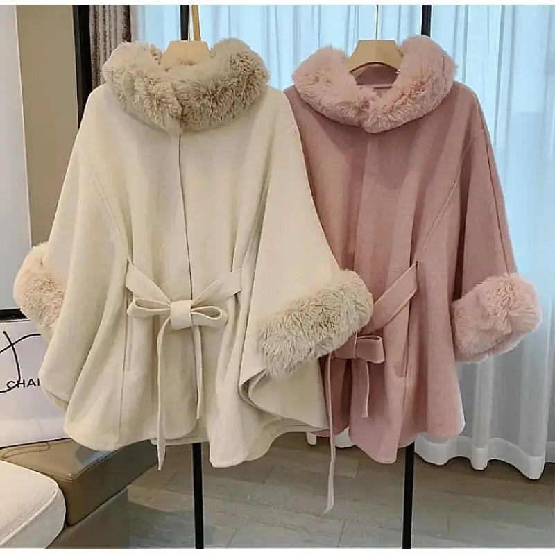 Женский кардиган-пончо с воротником-стойкой и рукавом летучая мышь |