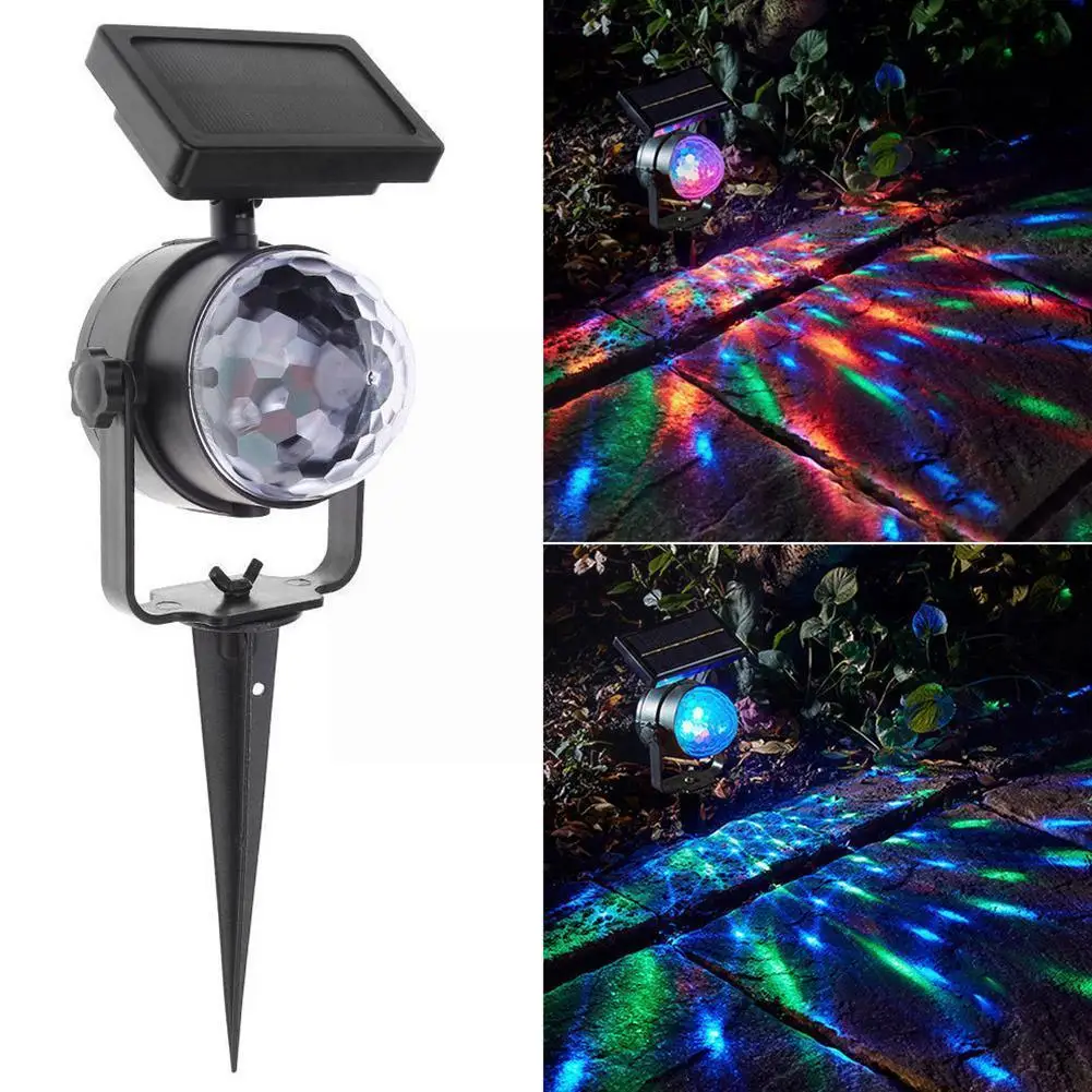 

Вращающаяся лампа на солнечной батарее, Рождественский проекционный светильник s, сцсветильник освещение с изменением цвета, праздничное у...