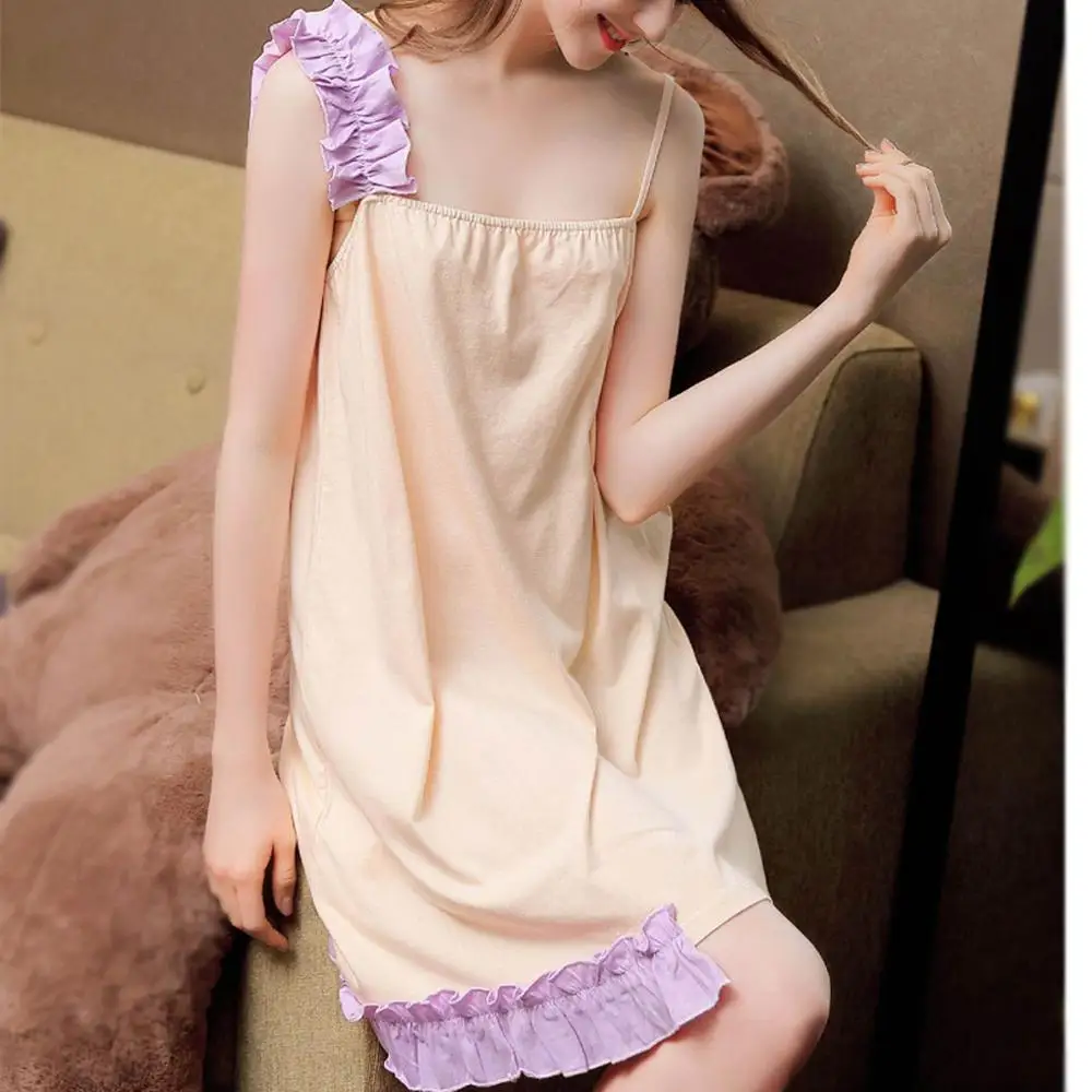 Женская Элегантная ночная рубашка принцессы из 100% хлопка Милая Ночная летняя