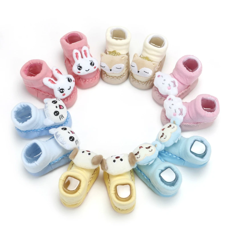 Носки тапочки с резиновой подошвой для новорожденных 1 пара носки рисунками