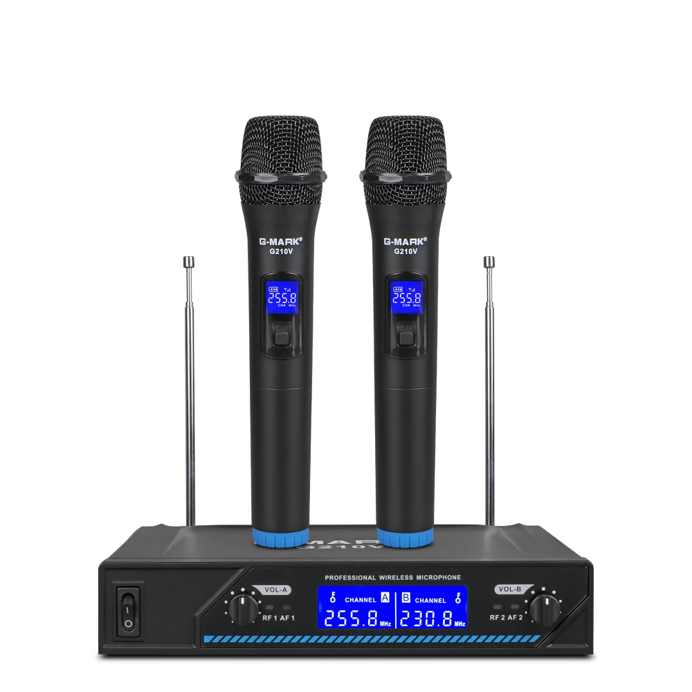 

Беспроводной микрофон Φ G210V, профессиональный 2-канальный ручной микрофон для караоке для вечеринки, пения, церкви, шоу, дома