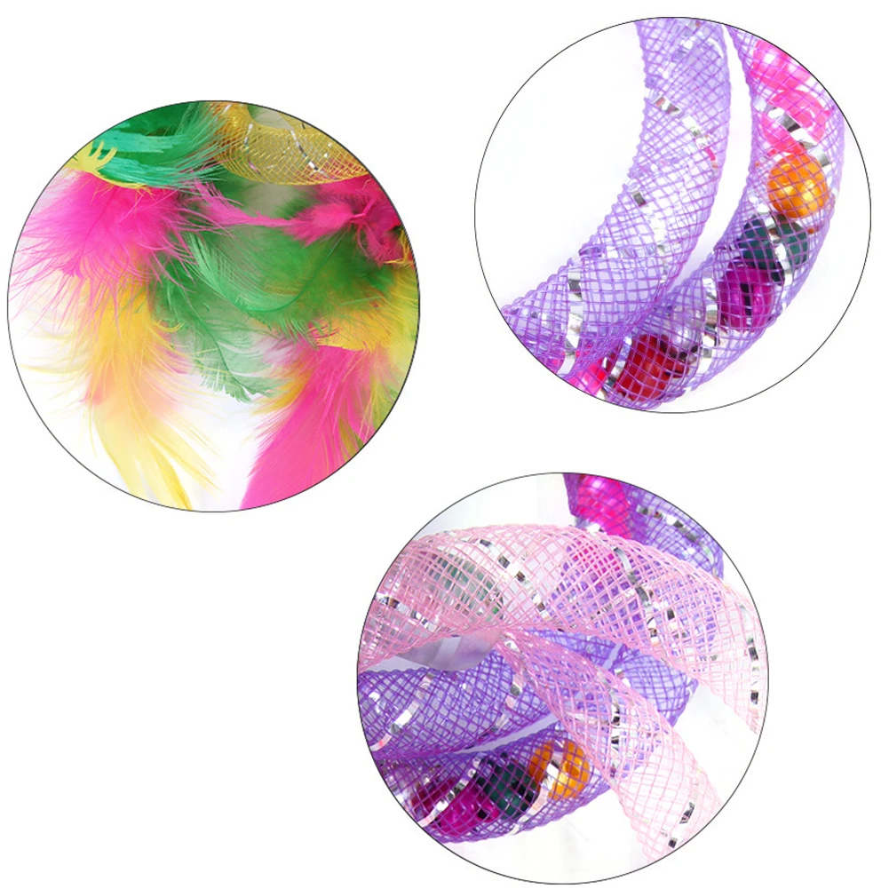 

Cats Teaser Feather Toy Colorful Soft Hose Pipe Pet Scratching Play Toy Kitten Interactive Training Flexible Coil Spiral Toys