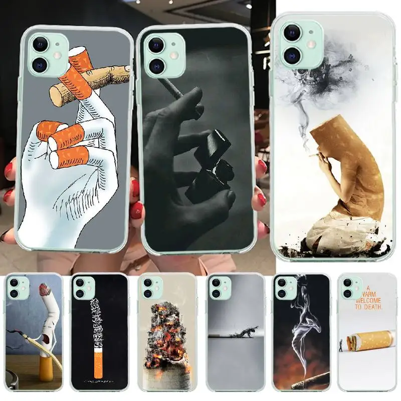 

PENGHUWAN cigarette aesthetic Smart Cover Black Soft Shell Phone Case for iPhone 11 pro XS MAX 8 7 6 6S Plus X 5S SE XR cover