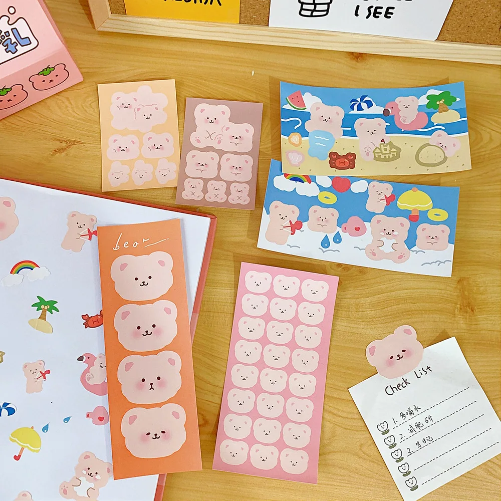 

Kawaii Канцтовары наклейка с медведем Скрапбукинг журнал Декор детские школьные принадлежности
