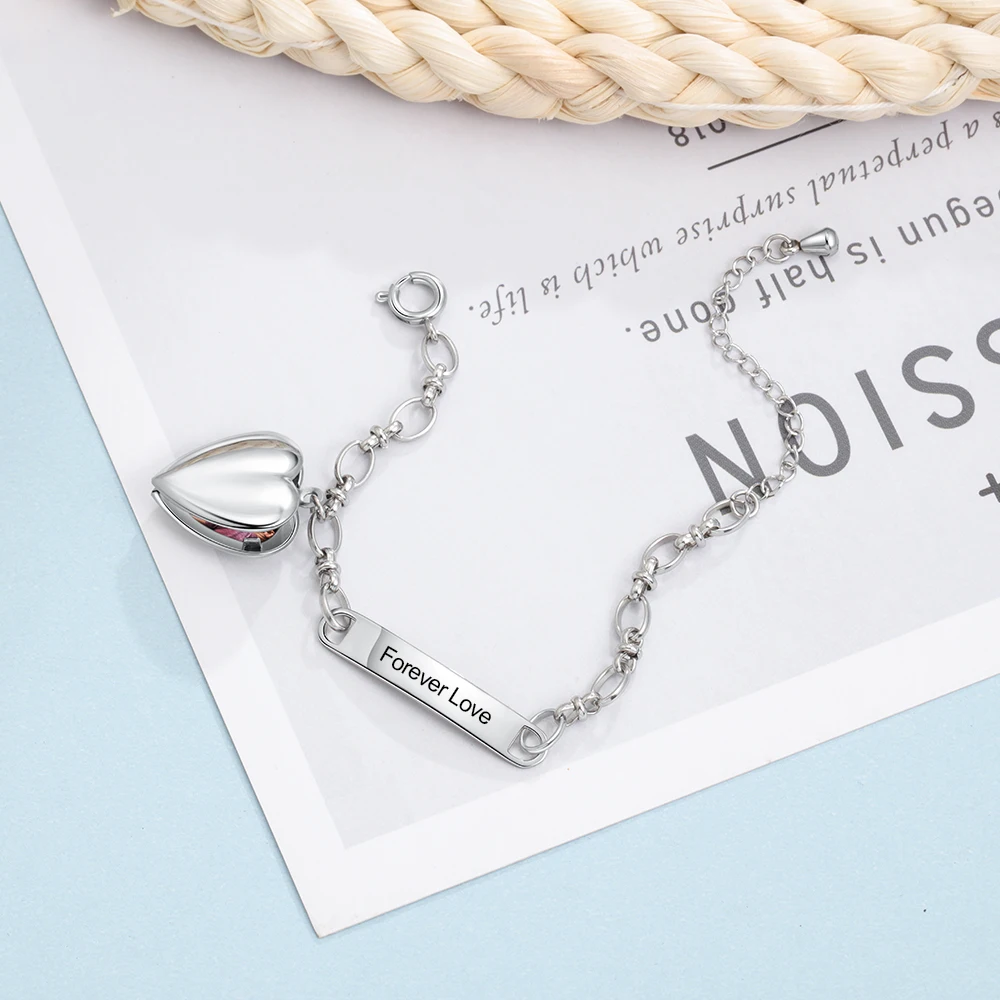 JewelOra Personalized Custom Photo Baby Girl Anklets with Heart Locket Charms Stainless Steel Name Engraved Bracelet Jewelry | Украшения и