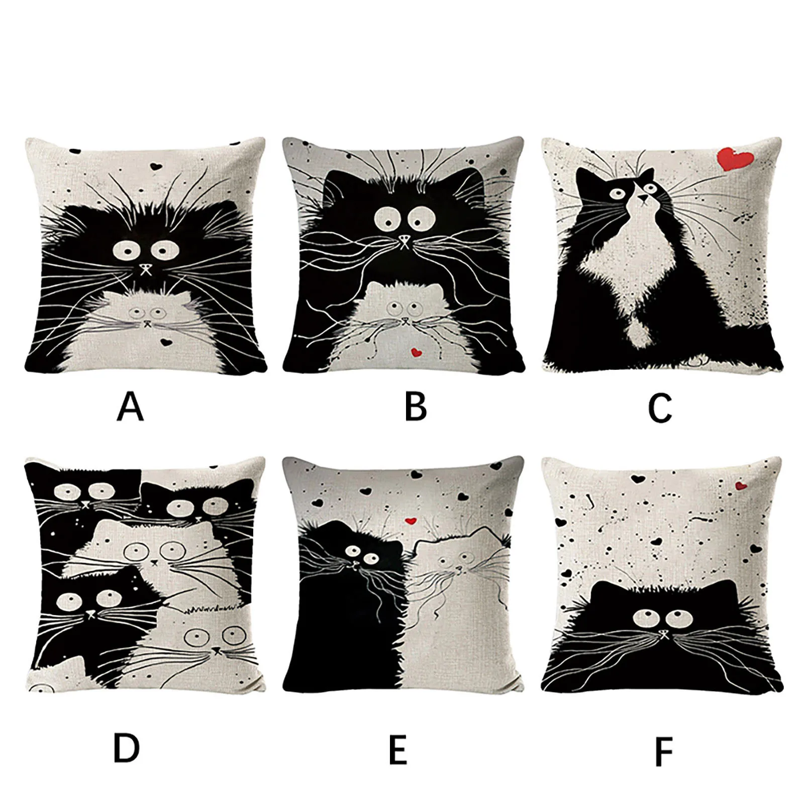 

Two Cats And Love Patterned Sofa Car Home Decoration Linen Pillowcase pillow case cojines para sof autumn decoration
