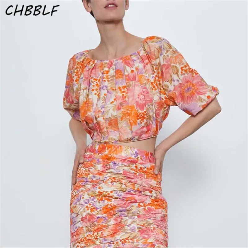 

CHBBLF women print bouses long sleeve shirts female casual loose style chic crop tops blusas XDL2749