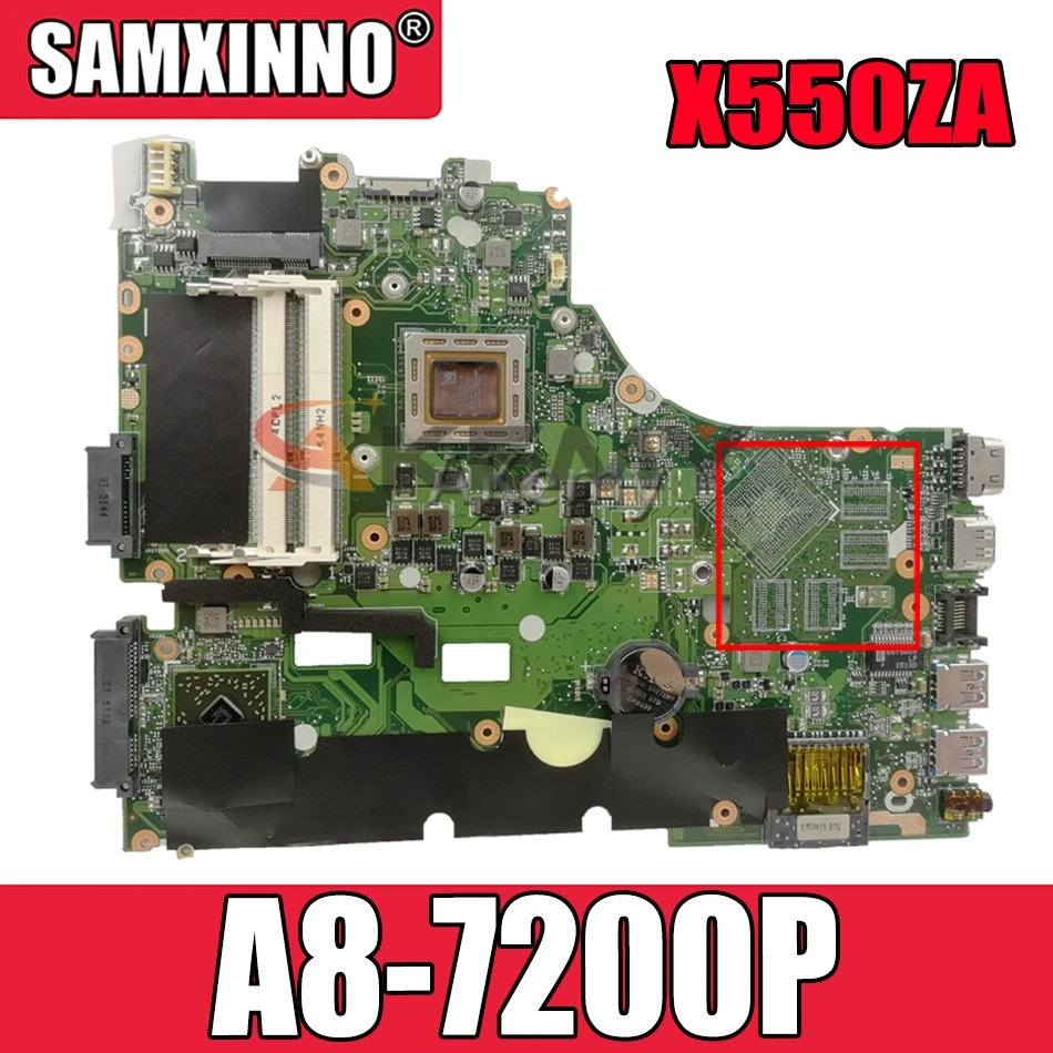 

Akemy X550ZA Laptop motherboard For Asus X550ZA X550ZE X550Z X550 K550Z X555Z VM590Z Test original mainboard A8-7200P LVDS/EDP