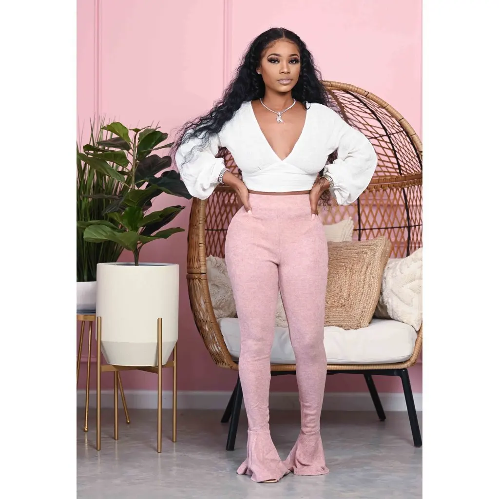 Женские расклешенные брюки Autume однотонные пикантные облегающие длинные с