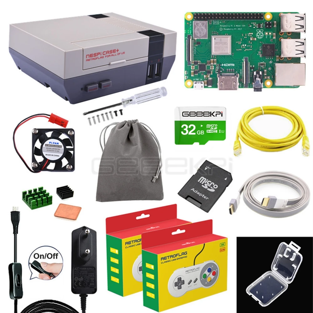 Case RPI Control Kit GeeekPi Retroflag NESPI чехол+ плюс безопасное выключение функциональная кнопка питания комплект для Raspberry Pi 3 B+/3/2B - Цвет: Case RPI Control Kit