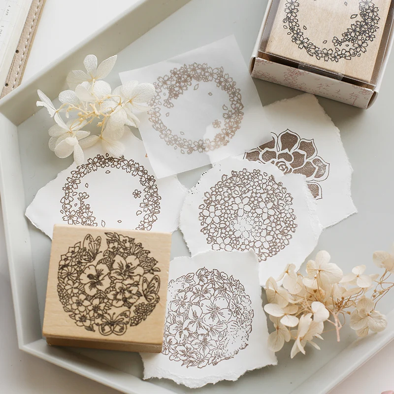 Винтажные Цветы Лепестки венок фон штамп винтажные DIY Деревянные и резиновые