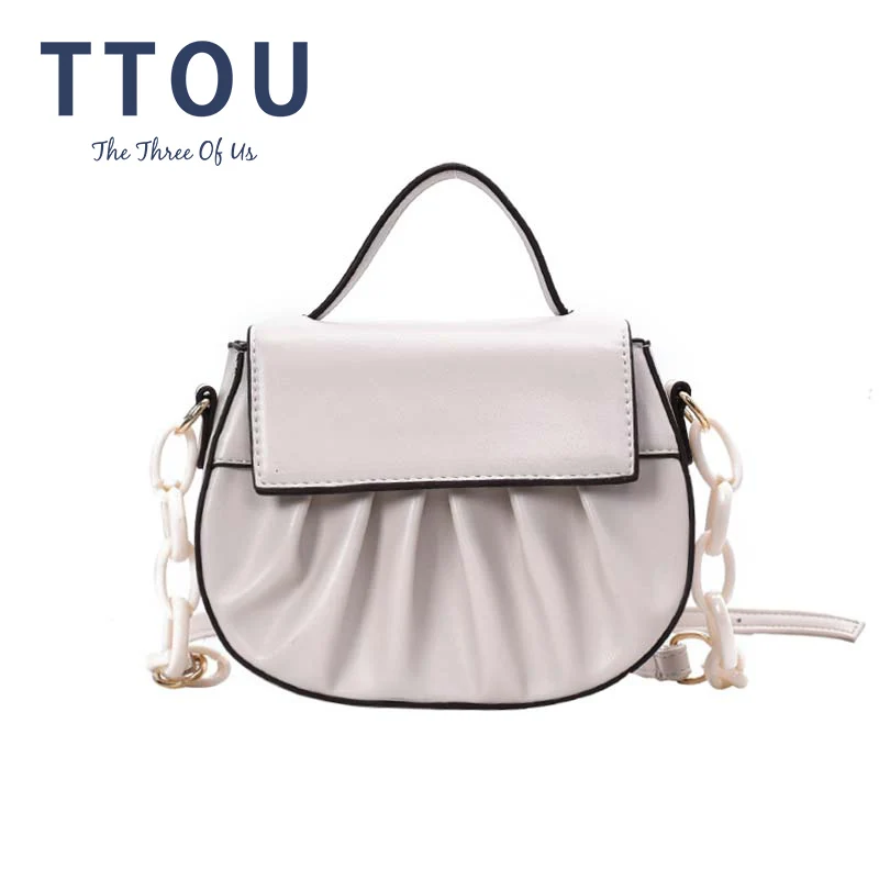 

Folds Designer Small PU Leather Crossbody Bags for Women 2020 Trend Shoulder Handbags Women's Fashion Travel Branded Hand Bag