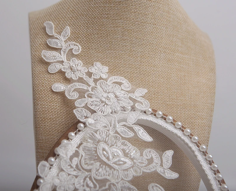 Женская Кружевная аппликация вышитая бисером нашивка для свадебных