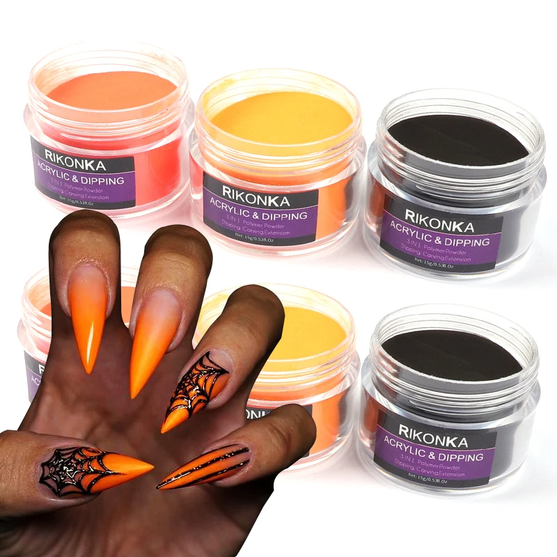 

15g Pumpkin Colors Acrylic Powder Nail Art Pigment Halloween Engraving Pattern Powder For Nail Extension Acrylic Nail Supplies