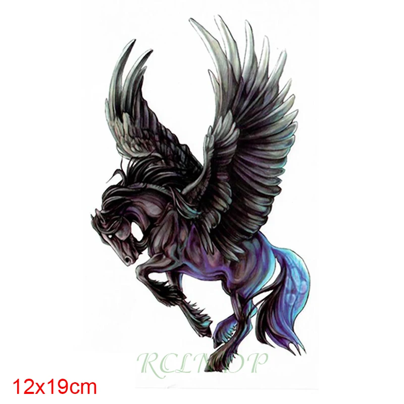 Водостойкие наклейки для татуировок Pegasus крылья лошади животное поддельные