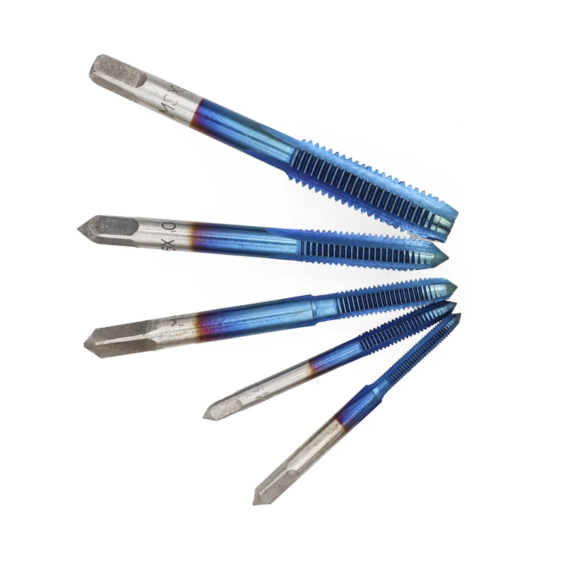 

5 шт. M3-M8 синий с покрытием аппарат винт кран дрель набор Прямой Флейта метрический резьбовой кран сверло инструмент