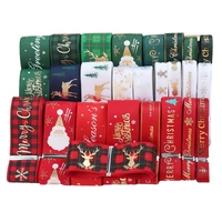 5yardlot 1 2 5 cm polyester bowknot ribbon red deer letter christmas decoration gift packaging rib belt