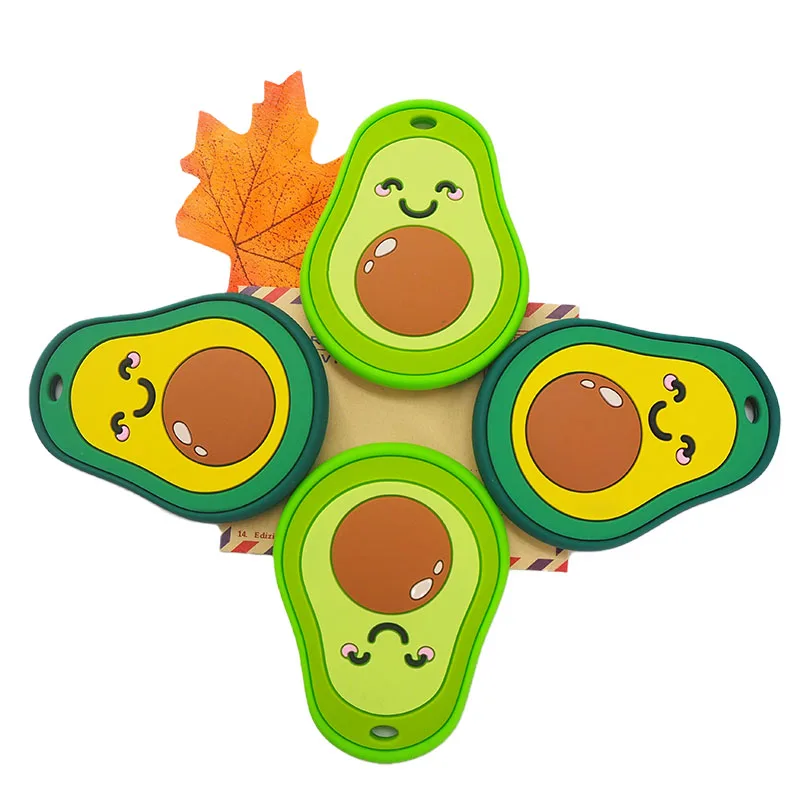 Chenkai-mordedores de aguacate de silicona de 5 piezas, regalos para beb&eacute; de grado alimenticio, chupete de dibujos animados, accesorios de juguete de lactancia, sin BPA-0