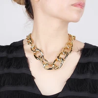 ydydbz plastic twist metal choker necklaces for ladies punk golden color big link cuban chain necklace trendy pendants jewelry
