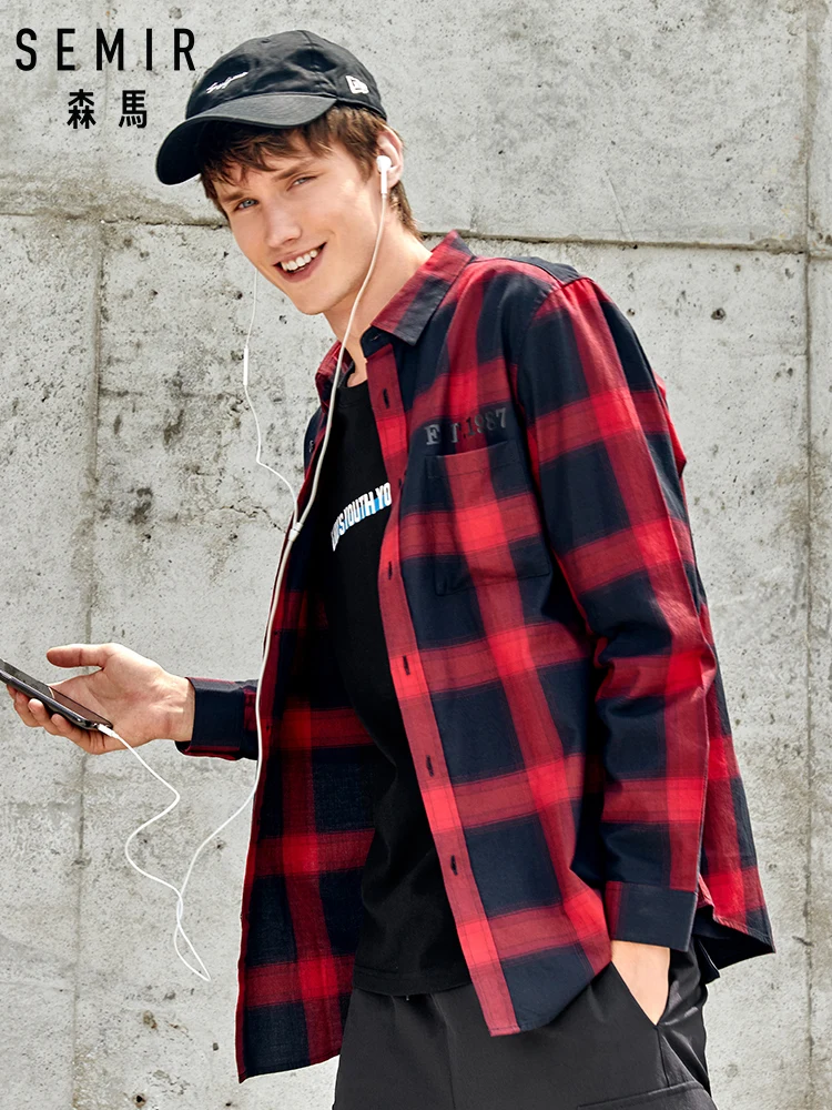 SEMIR клетчатая рубашка с длинным рукавом для мужчин 2019 Новая Осенняя коллекция из