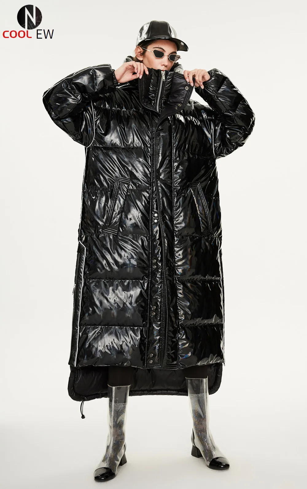 

Женский удлиненный пуховик, серебристый утепленный свободный пуховик для пар, новинка 2021