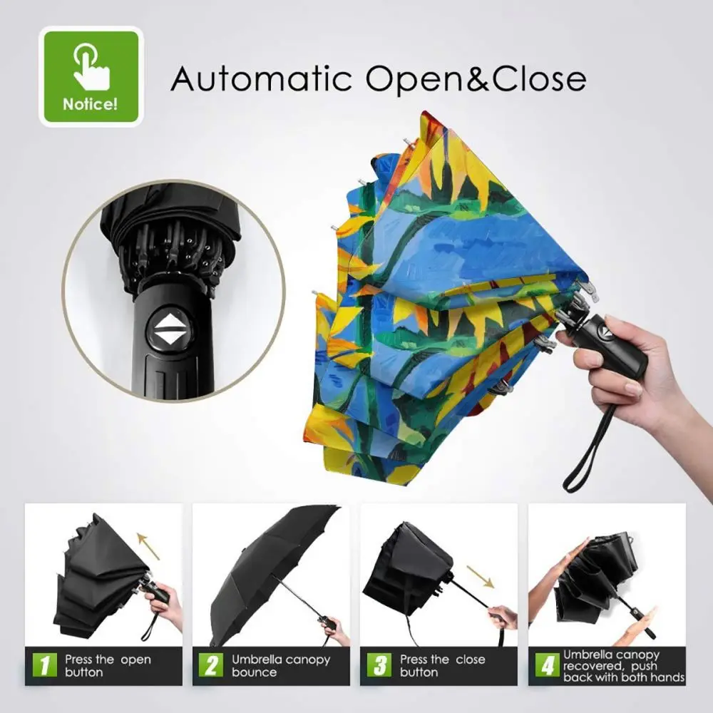 Солнечный зонт масляная живопись с подсолнухами автоматический складной