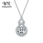 WEGARSTI, 925 стерлингового серебра в форме тыквы прозрачными камнями сияющей сверкающие минималистский ожерелье с подвеской для женщин, цепочка, ожерелье ювелирные изделия