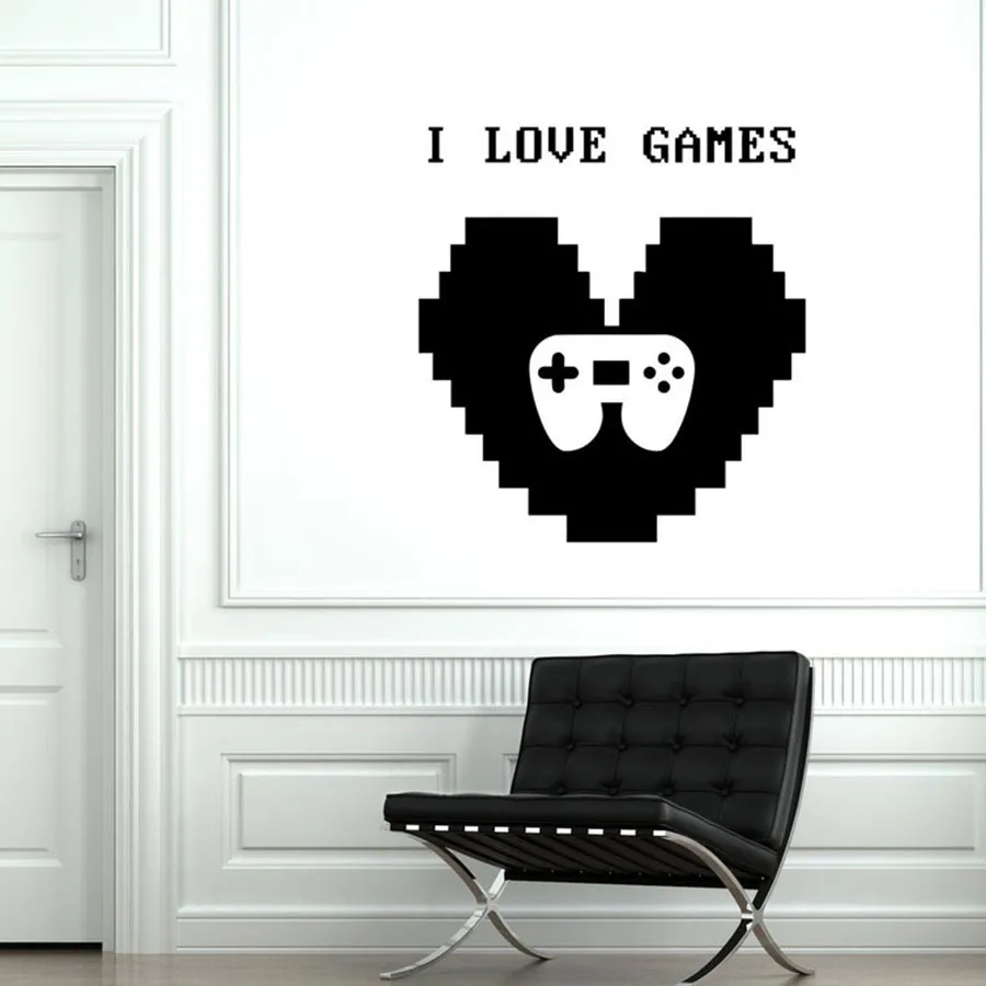 Виниловая настенная наклейка с надписью I Love Games | Дом и сад
