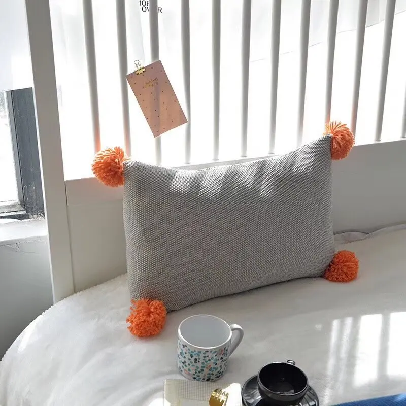 

Nordic Summer Knitted Air-conditioning Sofa Blanket Cotton Solid Color office Siesta Cover Blankets 130x160cm pillowcase 30x50cm