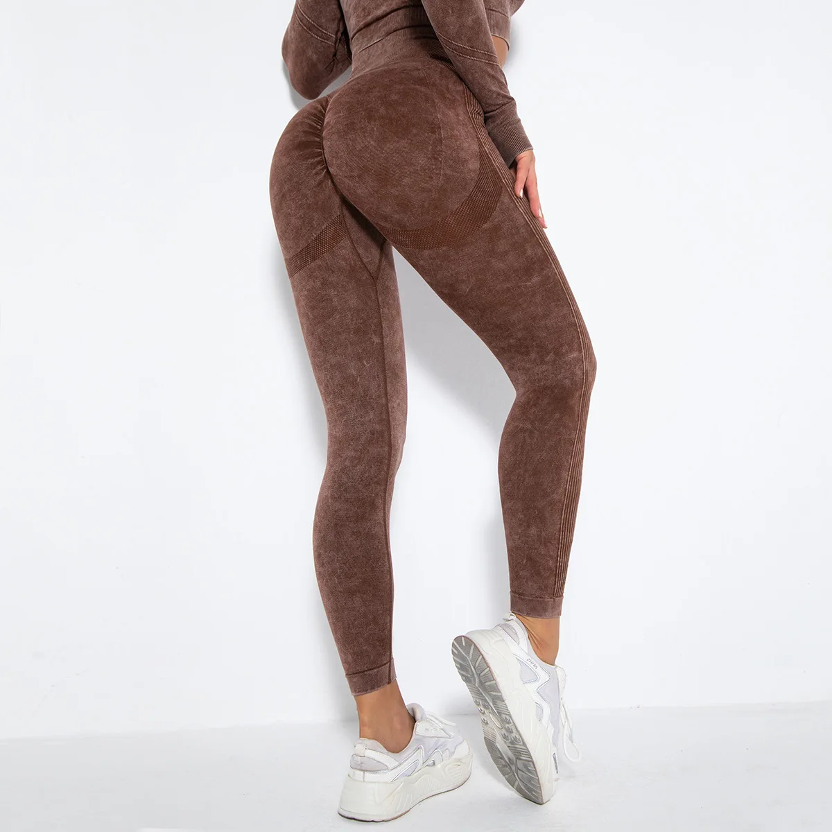 

Women's Seamless Yoga Pants Sports Fitness Pants Leggings Washed Moisture-absorbing Sexy Peach Hip Wicking Women's Pants Summer