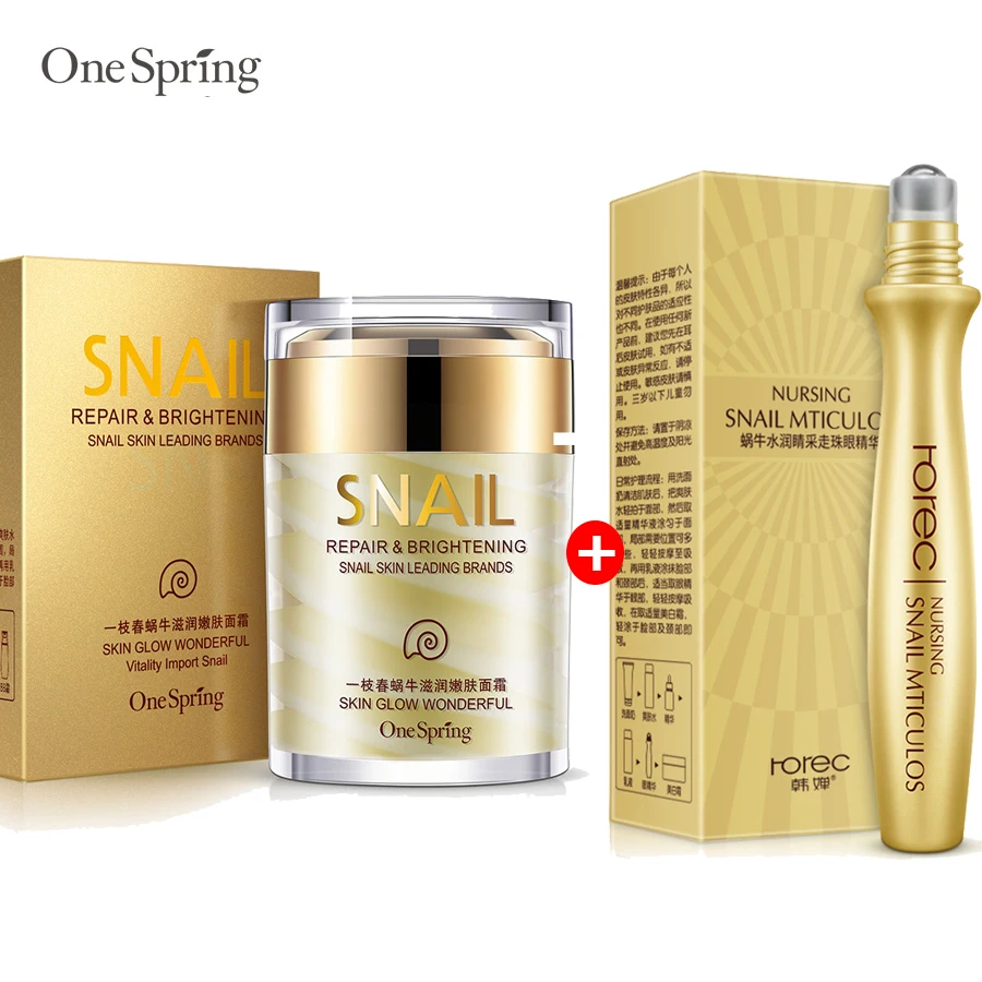 

OneSping Face Cream Snail Cream Whitening Cream Aloe Vera Gel Eye Serum eye bags Anti Wrinkle Rorec Korean Face Care Cosmetics