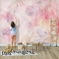 mlofi custom 3d wallpaper mural pink feather childrens fashion background wall decoration painting