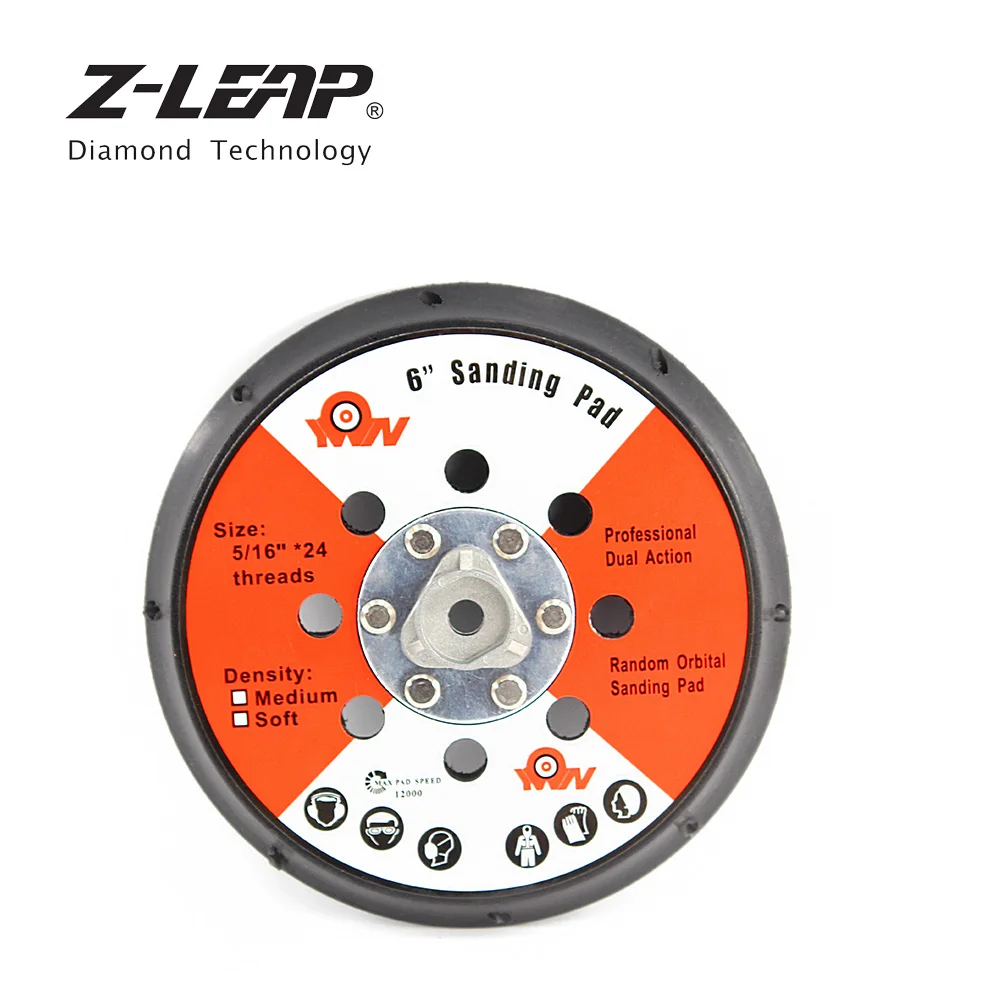 Z-LEAP 1PC 6" Random Orbit Sanding Pad Backer Plate 5/6"*24 Thread Backing For Air Sander Angle Grinder Grinding Power Tools |