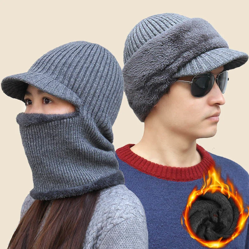 2019new зимний модный шерстяной головной убор теплая вязаная шляпа уличная Мужская и Женская Холодная Защитная Кепка