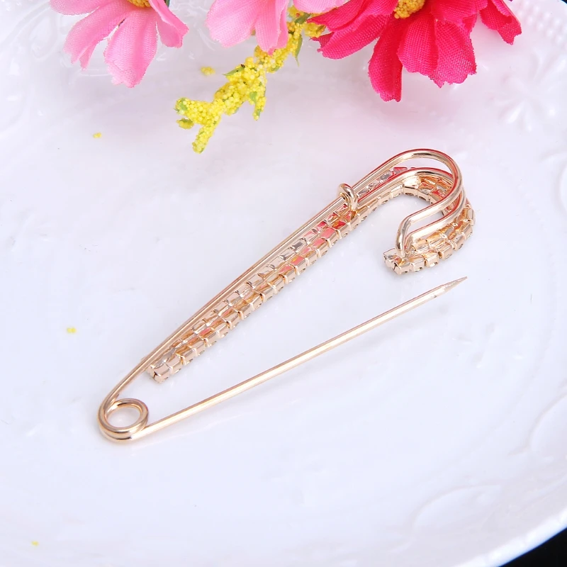 Safety Pins Women Crystal Brooches Sliver Gold Catch Scarf or Lapel Jewelry | Украшения и аксессуары