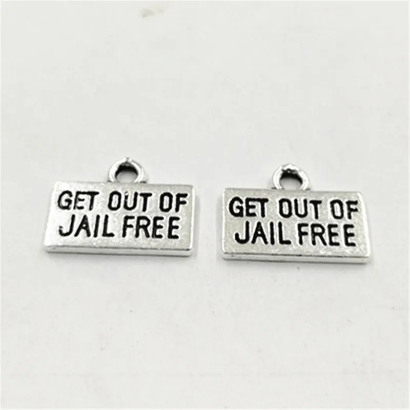 20 шт./лот 15 мм Античное серебряное покрытие с надписью «get out of jail free» Очаровательные Круглые талисманы для сообщений